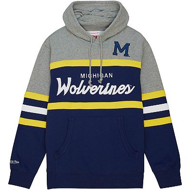 Men's Mitchell & Ness Navy Michigan Wolverines Head Coach Pullover Hoodie