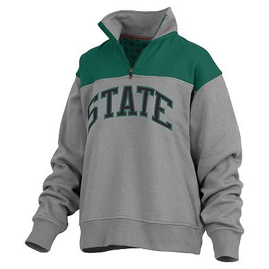 Women's Pressbox Gray Michigan State Spartans Avon Fleece Quarter-Zip Jacket