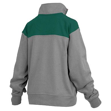 Women's Pressbox Gray Michigan State Spartans Avon Fleece Quarter-Zip Jacket