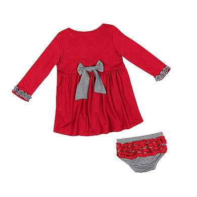 Girls Infant Colosseum  Scarlet Ohio State Buckeyes Miss Mullins Long Sleeve Dress & Bloomers Set
