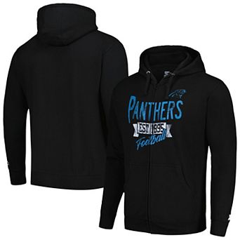 Men's Starter Black Carolina Panthers Domestic Post Season Full-Zip Hoodie