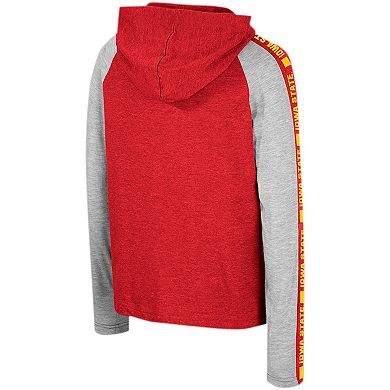 Youth Colosseum Cardinal Iowa State Cyclones Ned Raglan Long Sleeve Hooded T-Shirt