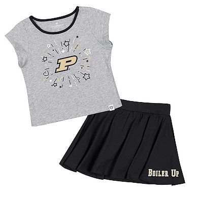 Girls Toddler Colosseum Heather Gray/Black Purdue Boilermakers Two-Piece Minds For Molding T-Shirt & Skirt Set