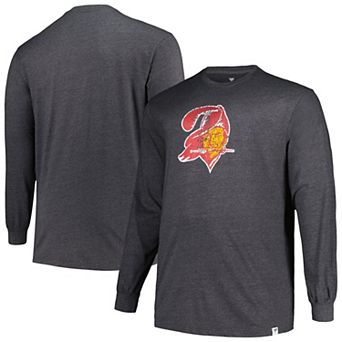 Men's Heather Charcoal Tampa Bay Buccaneers Big & Tall Throwback Long Sleeve T-Shirt