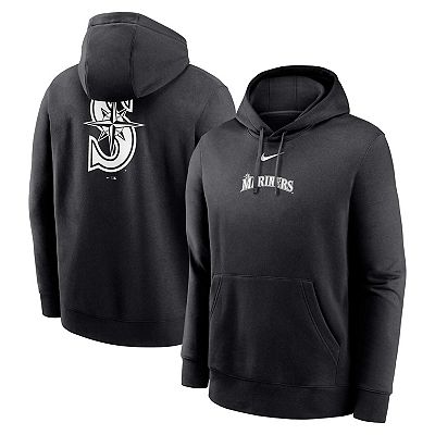 Men s Nike Seattle Mariners Black White Fashion Club Fleece Pullover Hoodie