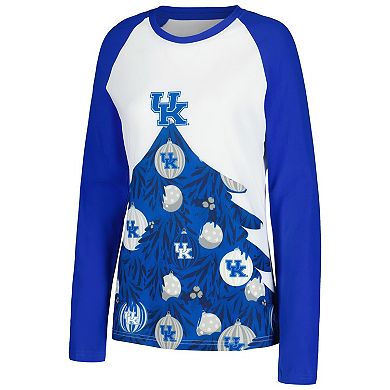 Women's Concepts Sport Royal Kentucky Wildcats Tinsel Ugly Sweater Long Sleeve T-Shirt & Pants Sleep Set