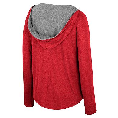 Women's Colosseum  Scarlet Ohio State Buckeyes Distressed Heather Long Sleeve Hoodie T-Shirt