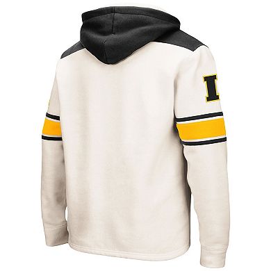 Men's Colosseum Cream Iowa Hawkeyes Big & Tall Hockey Lace-Up Pullover Hoodie