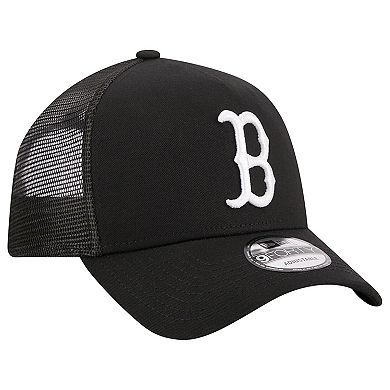 Men's New Era Black Boston Red Sox A-Frame 9FORTY Trucker Adjustable Hat
