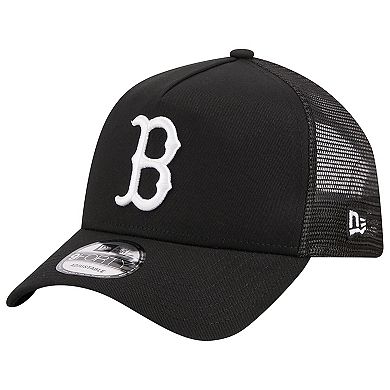 Men's New Era Black Boston Red Sox A-Frame 9FORTY Trucker Adjustable Hat