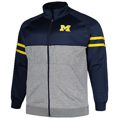 Men's Profile Navy Michigan Wolverines Big & Tall Fleece Full-Zip Jacket