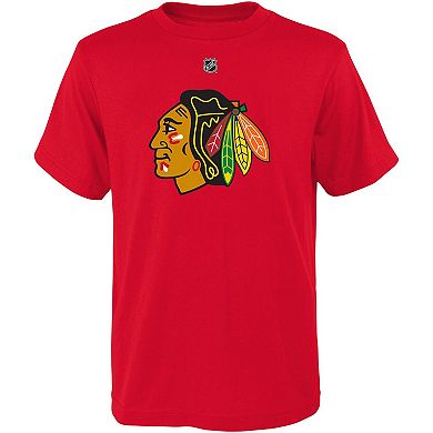 Preschool Connor Bedard Red Chicago Blackhawks Authentic Stack Name & Number T-Shirt