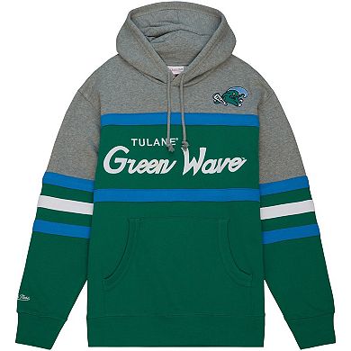 Men's Mitchell & Ness Green Tulane Green Wave Head Coach Pullover Hoodie