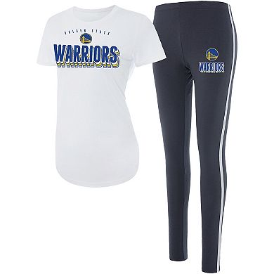 Women's Concepts Sport White/Charcoal Golden State Warriors Sonata T-Shirt & Leggings Sleep Set