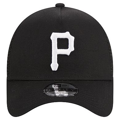 Men's New Era Black Pittsburgh Pirates A-Frame 9FORTY Trucker Adjustable Hat