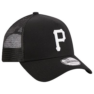 Men's New Era Black Pittsburgh Pirates A-Frame 9FORTY Trucker Adjustable Hat