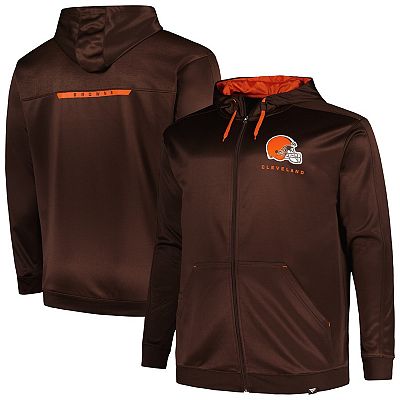 Men s Profile Brown Cleveland Browns Big Tall Defender Full Zip Hoodie