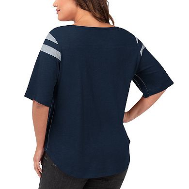 Women's G-III 4Her by Carl Banks Navy Dallas Cowboys Plus Size Linebacker Three-Quarter Sleeve T-Shirt