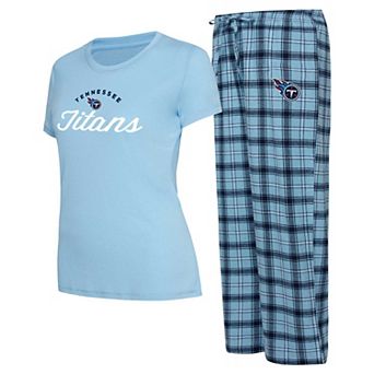 Women's Concepts Sport Light Blue/Navy Tennessee Titans Arctic T-Shirt & Flannel Pants Sleep Set
