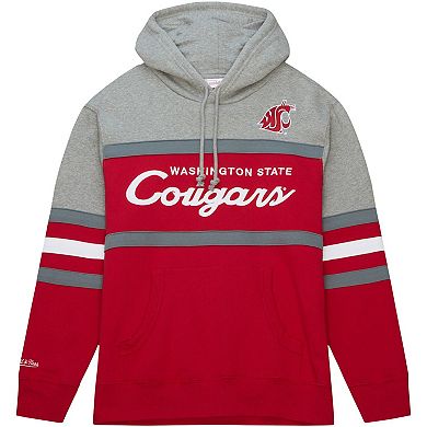Men's Mitchell & Ness Red Washington State Cougars Head Coach Pullover Hoodie