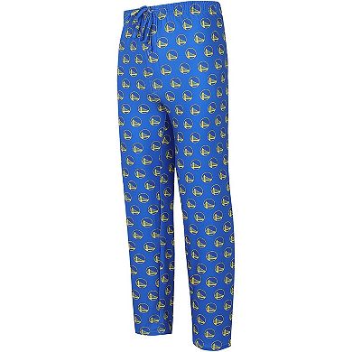 Men's Concepts Sport Royal Golden State Warriors Allover Logo Print Gauge Sleep Pants