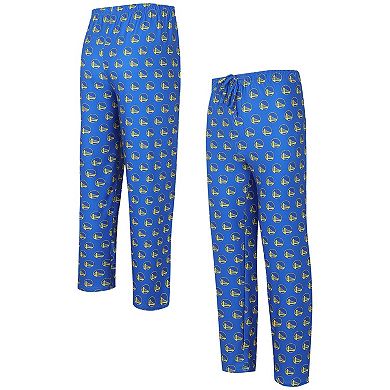 Men's Concepts Sport Royal Golden State Warriors Allover Logo Print Gauge Sleep Pants