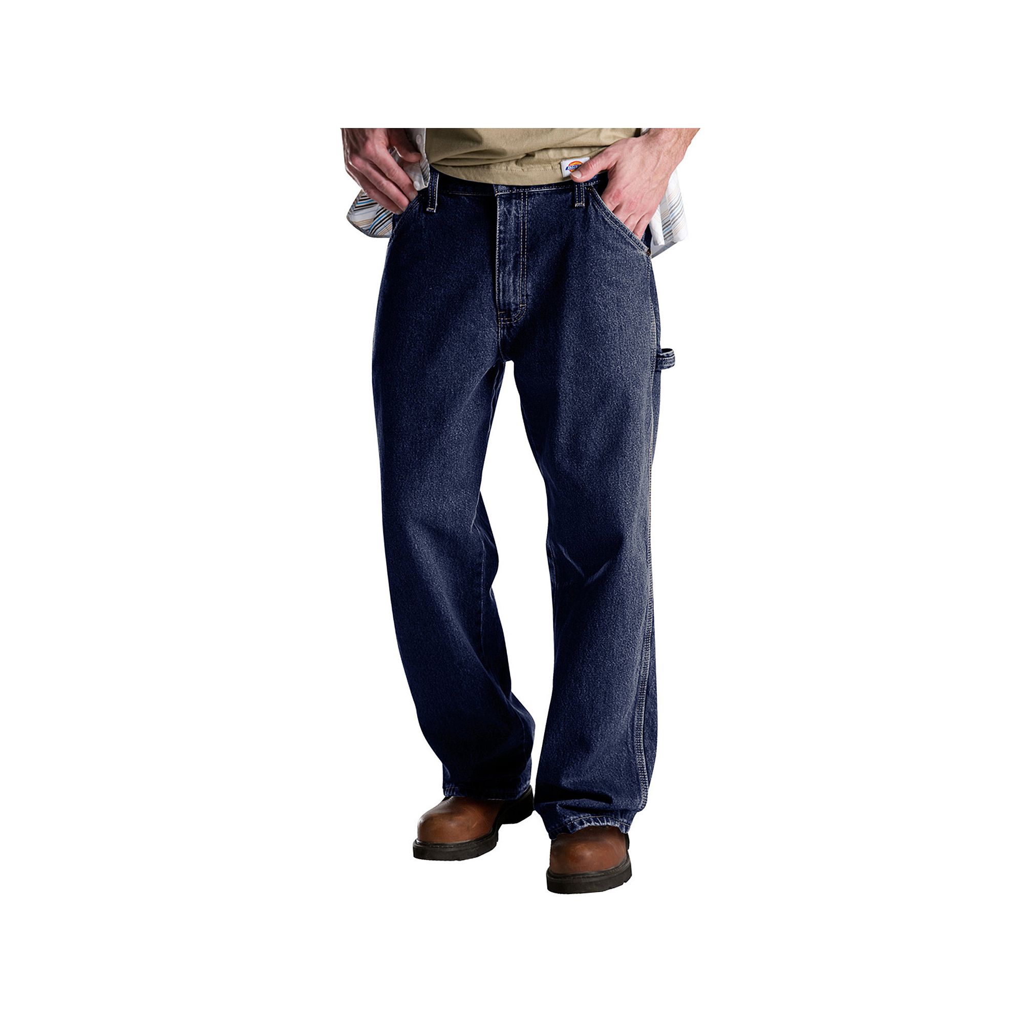 Mens Dickies Relaxed Fit Denim Carpenter Jeans, Size: 30 X 32, Rinsed Blue
