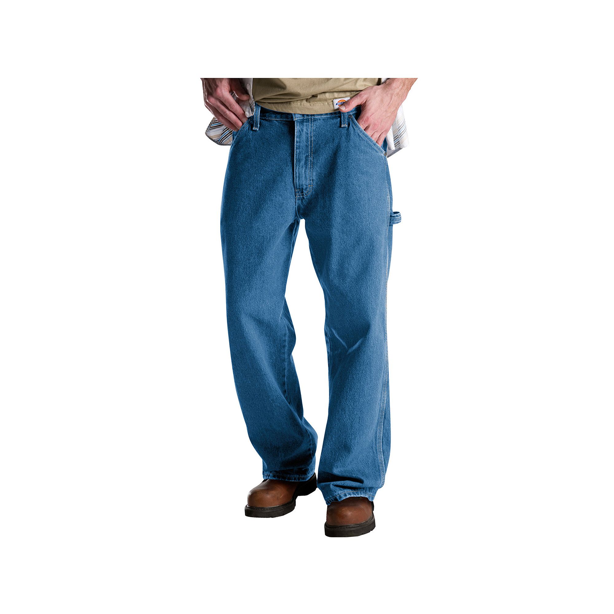 Mens Dickies Relaxed Fit Denim Carpenter Jeans, Size: 30X30, Stonewashed B
