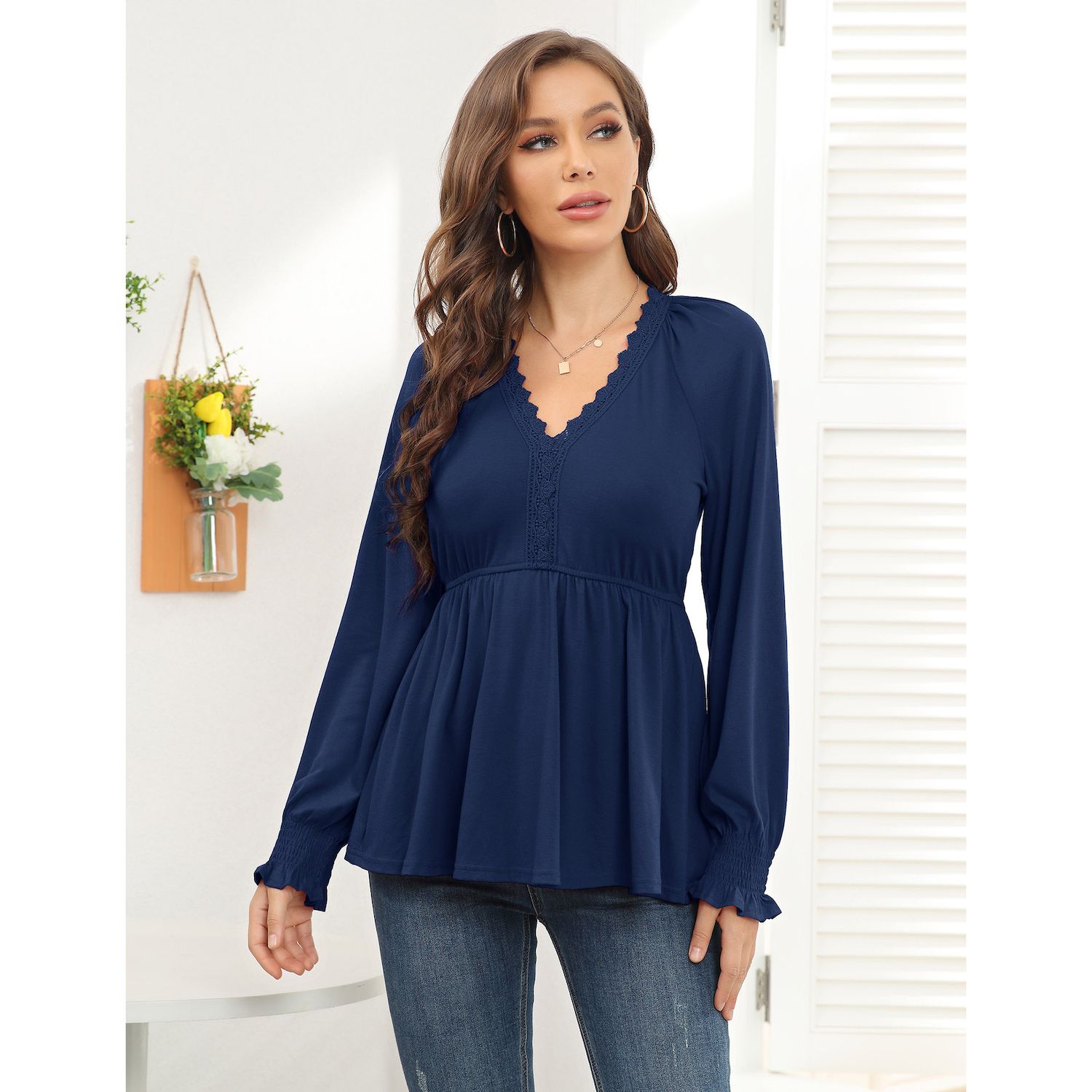 Florboom Women's Plus Size Tunic Tee – Burgundy Short Sleeve V-Neck Top, Loose Fit For Leggings, Size 1X - View #6