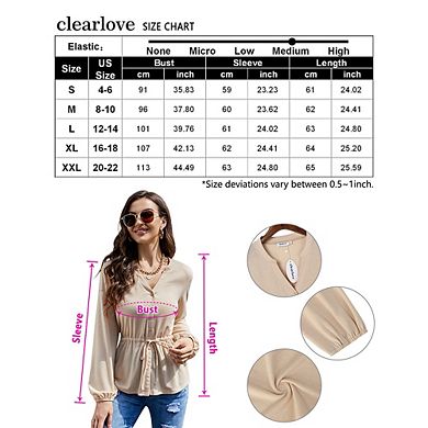 Womens Casual Button Down Peplum Tunic Tops V Neck Long Sleeve Henley Blouse Dressy