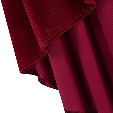 Wine Red Velvet Dress for Women Long-sleeved V-Neck Formal Cocktail Party Dress Wrap Dress