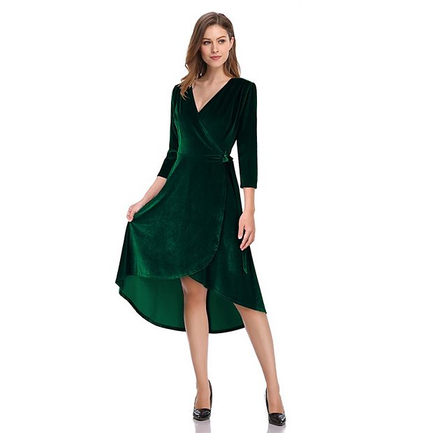 chinese dress ladies Dark Green Velvet Long Straps Floor Length Party Dress, Green Prom Dre –  Cutedressy main image 0