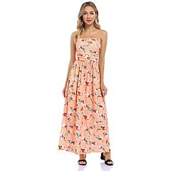 24seven Comfort Apparel Girls Solid Color Strapless Tube Maxi