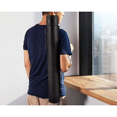 Poster Tube with Strap, Black Expandable Art, Document Storage Holder 30" to 49"