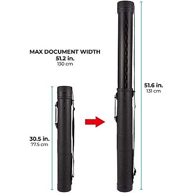 Poster Tube with Strap, Black Expandable Art, Document Storage Holder 30" to 49"