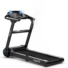 Ksports Foldable 16.5 Inch Cardio Fitness Portable Treadmill with Bluetooth  Connectivity, LCD Display, and Tracking Apps for Home Gym Equipment, Black