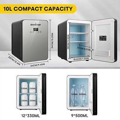 Enventor 10L Portable Mini Fridge for Christmas Gift, Skincare, Beverage, Home, Office and Car