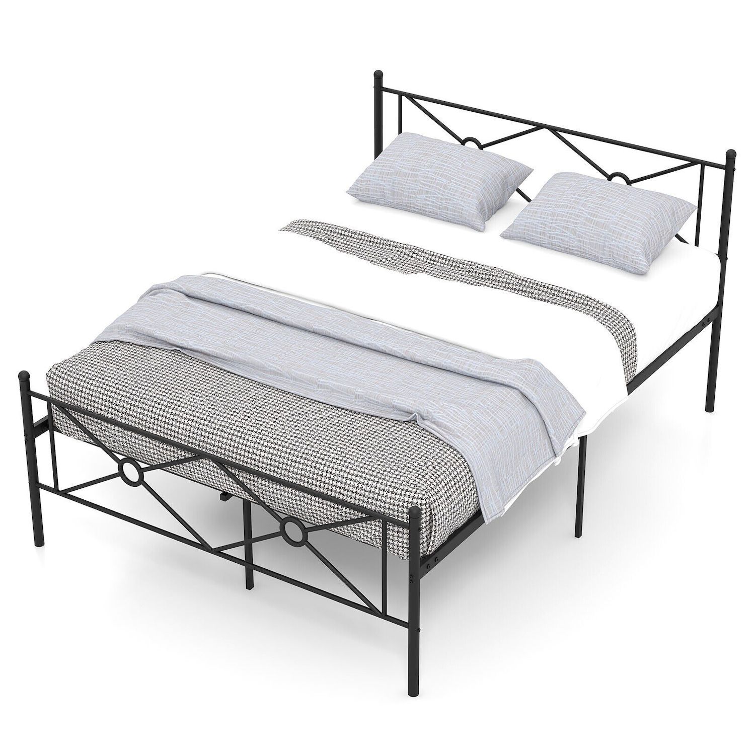 Metal Platform Bed Frame With Headboard And Footboard