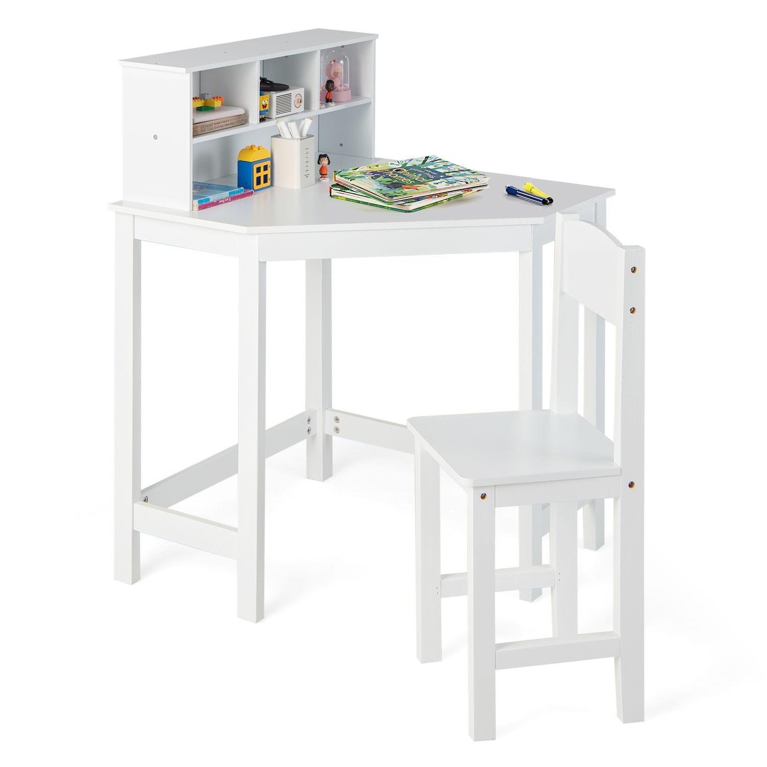 Melissa & Doug White Wooden Table & Chairs Set