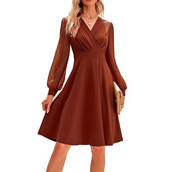 Women's Summer Polka Dot Dress Ruffle Sleeve A-Line Midi with Tie Waist