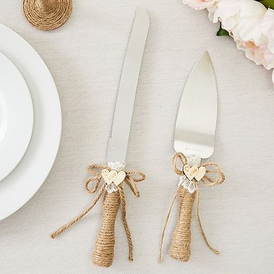 4 Pcs Set Rustic-style Wedding Cake Knife And Server Set With Champagne Glasses