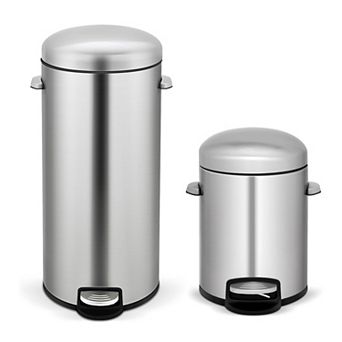 8 Gal./30 Liter and 1.3 Gal./5 Liter Stainless Steel Step-on Trash Can Set for Kitchen and Bathroom