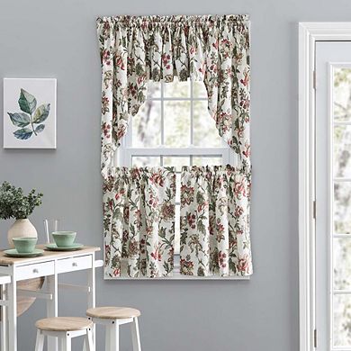 Madison Floral Printed Stylish Tailored Curtain Swag 1.5" Rod Pocket 56" x 36" Brick