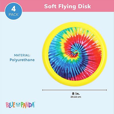 4 Pack Tie-Dye Soft Flying Disc for Kids, Outdoor Family Game Essentials, Yellow (8 in)