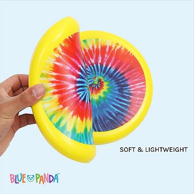 4 Pack Tie-Dye Soft Flying Disc for Kids, Outdoor Family Game Essentials, Yellow (8 in)
