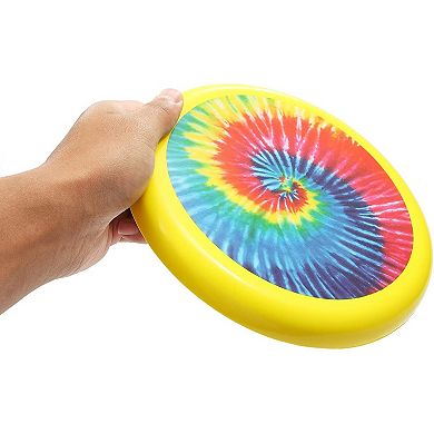 4 Pack Tie-Dye Soft Flying Disc for Kids, Outdoor Family Game Essentials, Yellow (8 in)