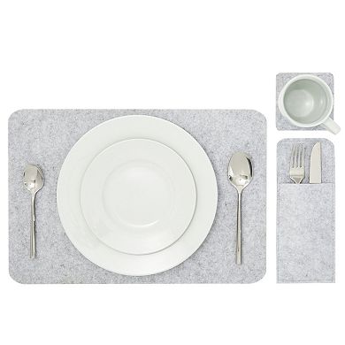 Felt Table Placemats Set of 8 for Dining Table, 8 Coasters, 8 Cutlery Pouches