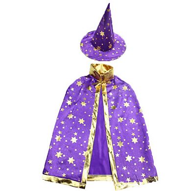 Kid's Halloween Party Costumes Witch Wizard Cloaks with Pointy Hat for Boys and Girls