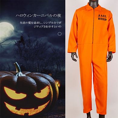 Conniving Convict Men's Halloween Costume - Orange Prisoner Jumpsuit