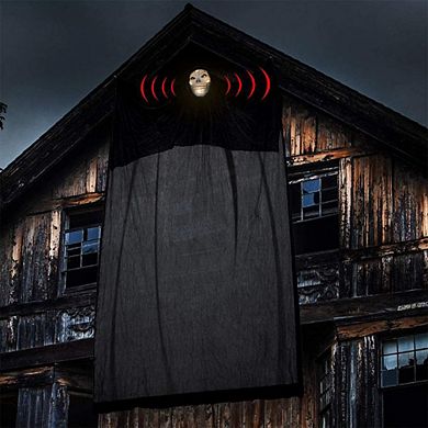 Halloween Decoration Voice-activated Light-emitting Sound Horror Ghost Mask Big Hanging Ghost Hanging Ghost